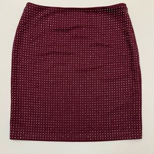 She + Sky Burgundy Studded Pencil Skirt